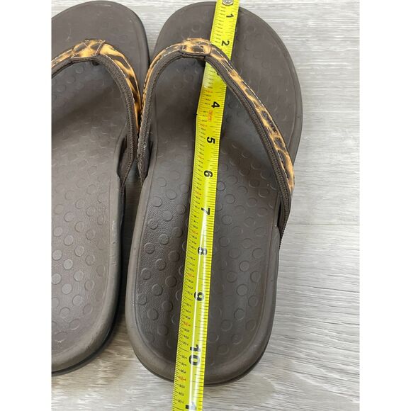 Vionic Tide II Women's Sandal Flip Flop Thong Orthotic 7 Brown Cheetah Shoes - Picture 9 of 10